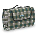 Patura picnic cu folie aluminiu,200x200,cu maner,model carouri, verde inchis