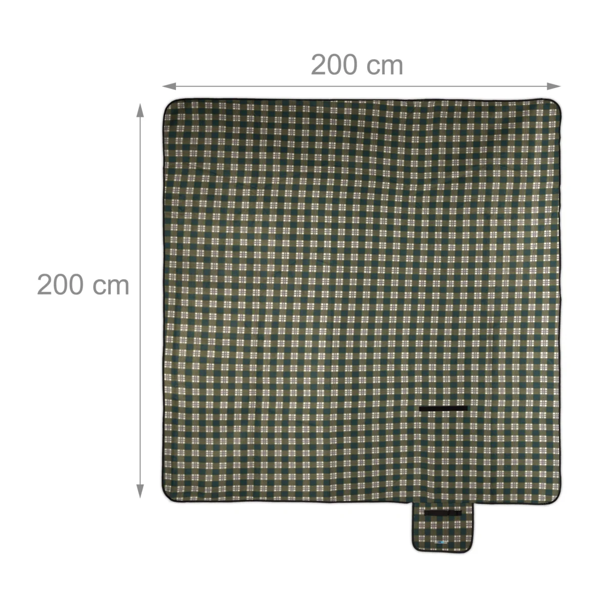 Patura picnic cu folie aluminiu,200x200,cu maner,model carouri, verde inchis - imagine 5