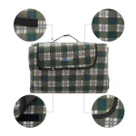 Patura picnic cu folie aluminiu,200x200,cu maner,model carouri, verde inchis - imagine 6