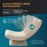 Fotoliu relaxare Casaria, rotire 360°, inclinabil in 5 pozitii, tesatura de in crem - imagine 2