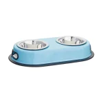 Set 2 castroane cu suport, 33 x 18 x 5.5 cm, albastru, inox, Relaxdays