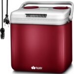 Lada frigorifica electrica 32L, pentru masina si priza, raceste cu pana la 18°C ​​sub temperatura exterioara si incalzeste pana la 65°C, rosu