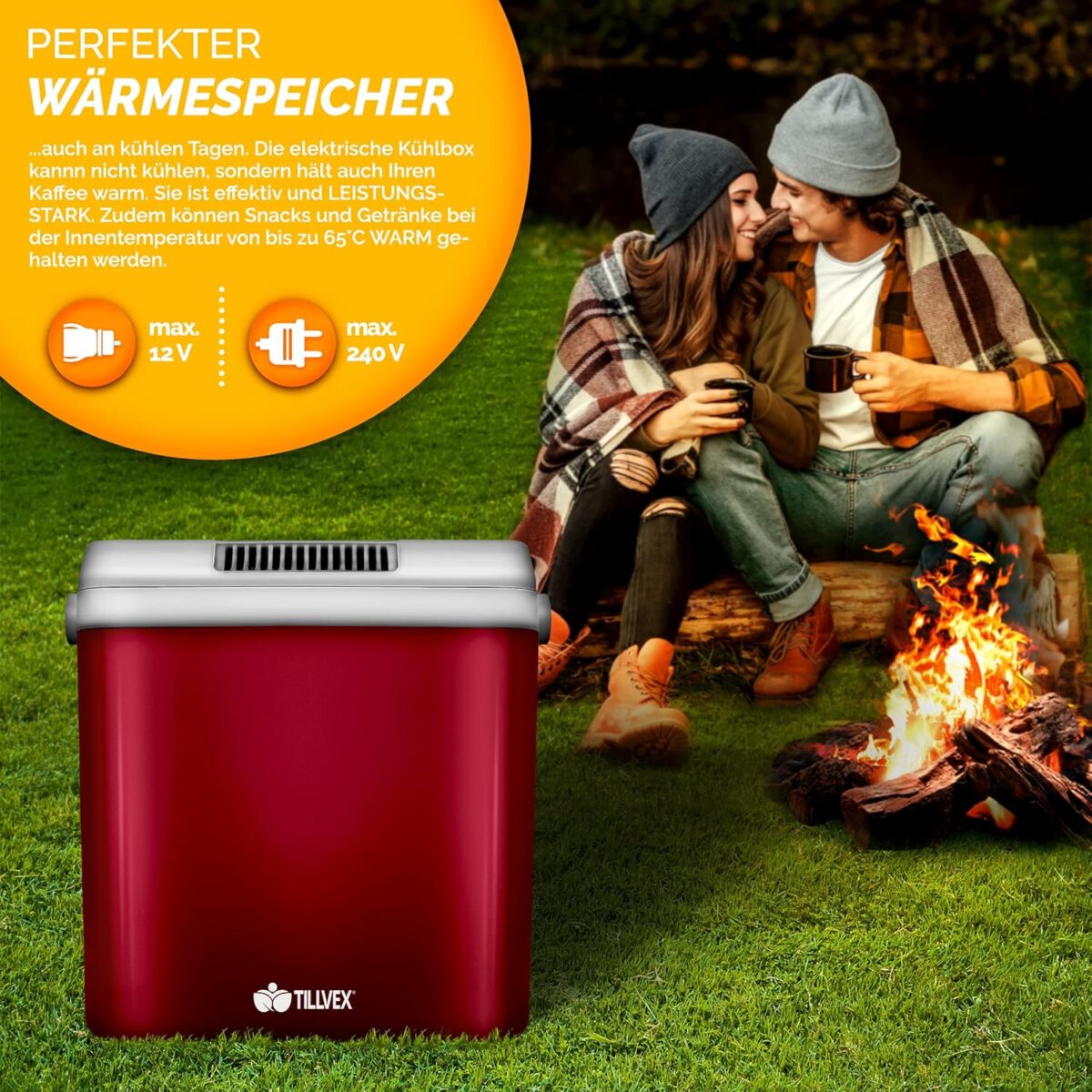 Lada frigorifica electrica 32L, pentru masina si priza, raceste cu pana la 18°C ​​sub temperatura exterioara si incalzeste pana la 65°C, rosu - imagine 2