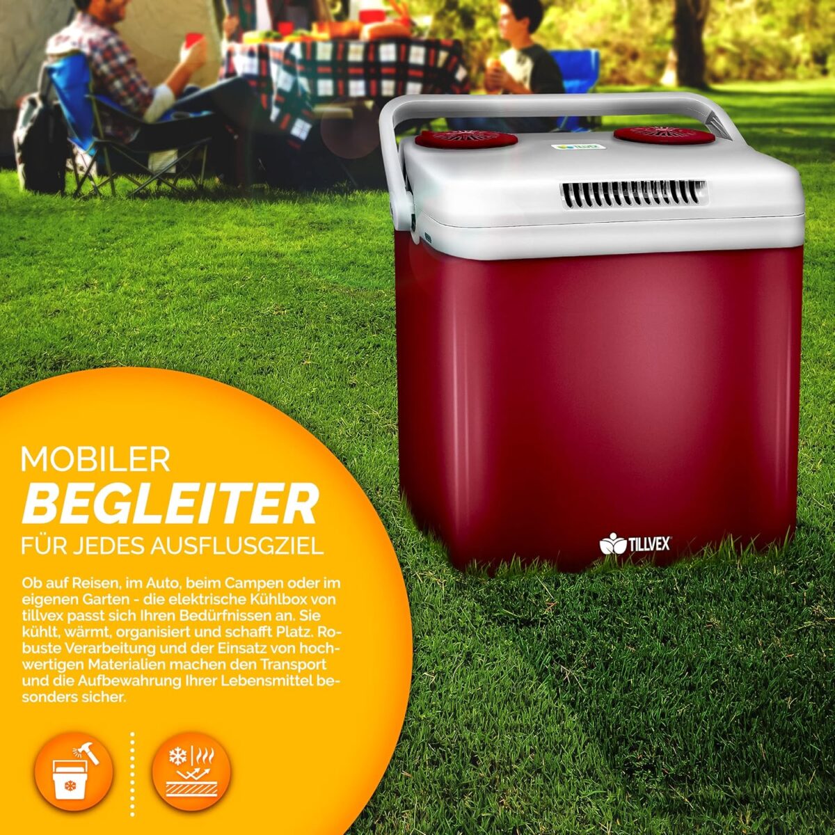 Lada frigorifica electrica 32L, pentru masina si priza, raceste cu pana la 18°C ​​sub temperatura exterioara si incalzeste pana la 65°C, rosu - imagine 3