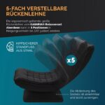 Fotoliu relaxare Casaria, rotire 360°, inclinabil in 5 pozitii, tesatura de in, negru - imagine 2