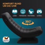 Fotoliu relaxare Casaria, rotire 360°, inclinabil in 5 pozitii, tesatura de in, negru - imagine 6