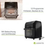 Friteuză cu aer cald 12L – Airfryer cu 10 programe, display LCD și accesorii - imagine 2