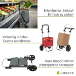 Carucior pentru cumparaturi, compartiment frigorific, capacitate 56 L si 50 kg, maner reglabil, gri, Juskys - imagine 9