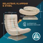 Fotoliu relaxare Casaria, rotire 360°, inclinabil in 5 pozitii, tesatura de in crem - imagine 6