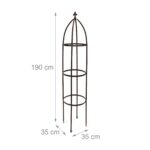 Suport flori de gradina, obelisc, 190 x 35 x 35 cm, maro, Relaxdays - imagine 4