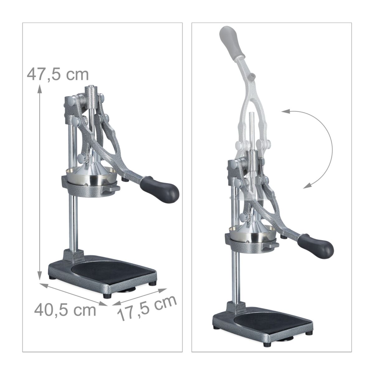 Storcator manual 2 in 1 Feliator fructe si legume, inox/fonta, ventuze prindere, argintiu - imagine 9