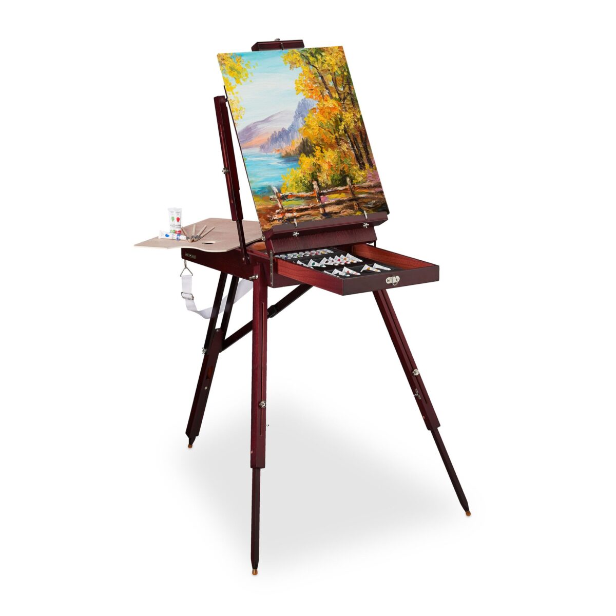 Set de pictura, sevalet cu pensule, acuarele si accesorii, reglabil, lemn, 100 - 180 cm - imagine 3