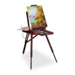 Set de pictura, sevalet cu pensule, acuarele si accesorii, reglabil, lemn, 100 - 180 cm