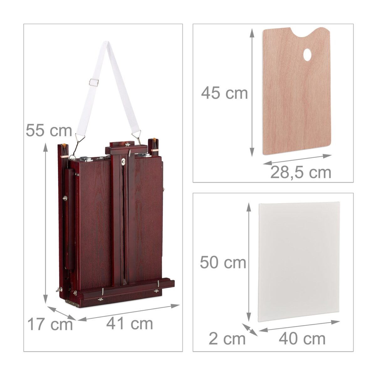 Set de pictura, sevalet cu pensule, acuarele si accesorii, reglabil, lemn, 100 - 180 cm - imagine 7
