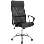 Scaun de birou Deluxe cu plasa, spatar ergonomic, negru, piele sintetica, Casaria