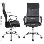 Scaun de birou Deluxe cu plasa, spatar ergonomic, negru, piele sintetica, Casaria - imagine 5