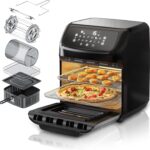 Friteuză cu aer cald XXL cu ecran tactil LED - 12 litri - Grătar - Deshidratator - Cuptor - Friteuză cu aer - Ecran tactil - Ușor de curățat - Friteuză fără ulei - Aer convectiv - Pizza, pui, cartofi prăjiți - Fără BPA multifunctionala XXL, rotisor,