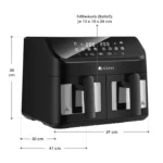 Friteuza cu aer cald, 2 cosuri, 9 programe, 2000 W, 30 - 200 °C, negru - imagine 6