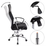 Scaun de birou Deluxe cu plasa, spatar ergonomic, negru, piele sintetica, Casaria - imagine 7