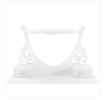Set masa de toaleta pentru machiaj "Afrodita", cu oglinda in forma de inima si scaun tapitat, MDF alb - imagine 4