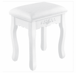 Set masa de toaleta pentru machiaj "Afrodita", cu oglinda in forma de inima si scaun tapitat, MDF alb - imagine 7