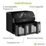 Friteuza cu aer cald, 2 cosuri, 9 programe, 2000 W, 30 - 200 °C, negru - imagine 14