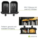 Friteuza cu aer cald, 2 cosuri, 9 programe, 2000 W, 30 - 200 °C, negru - imagine 15