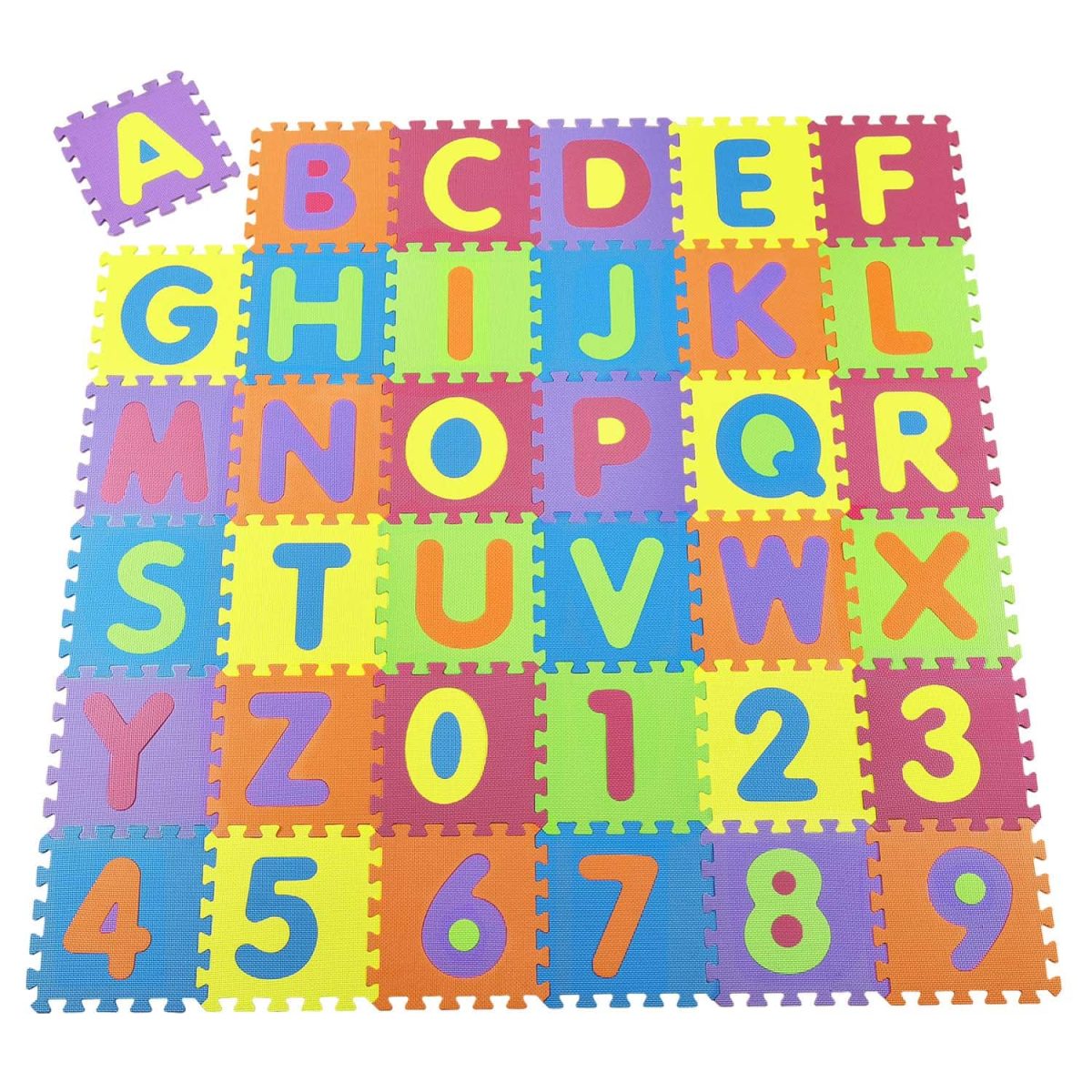Covoras puzzle de joaca din spuma cu litere alfabet si numere, Kiduku, set 86 piese, 31.5 x 31.5 cm - imagine 2