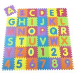 Covoras puzzle de joaca din spuma cu litere alfabet si numere, Kiduku, set 86 piese, 31.5 x 31.5 cm - imagine 2