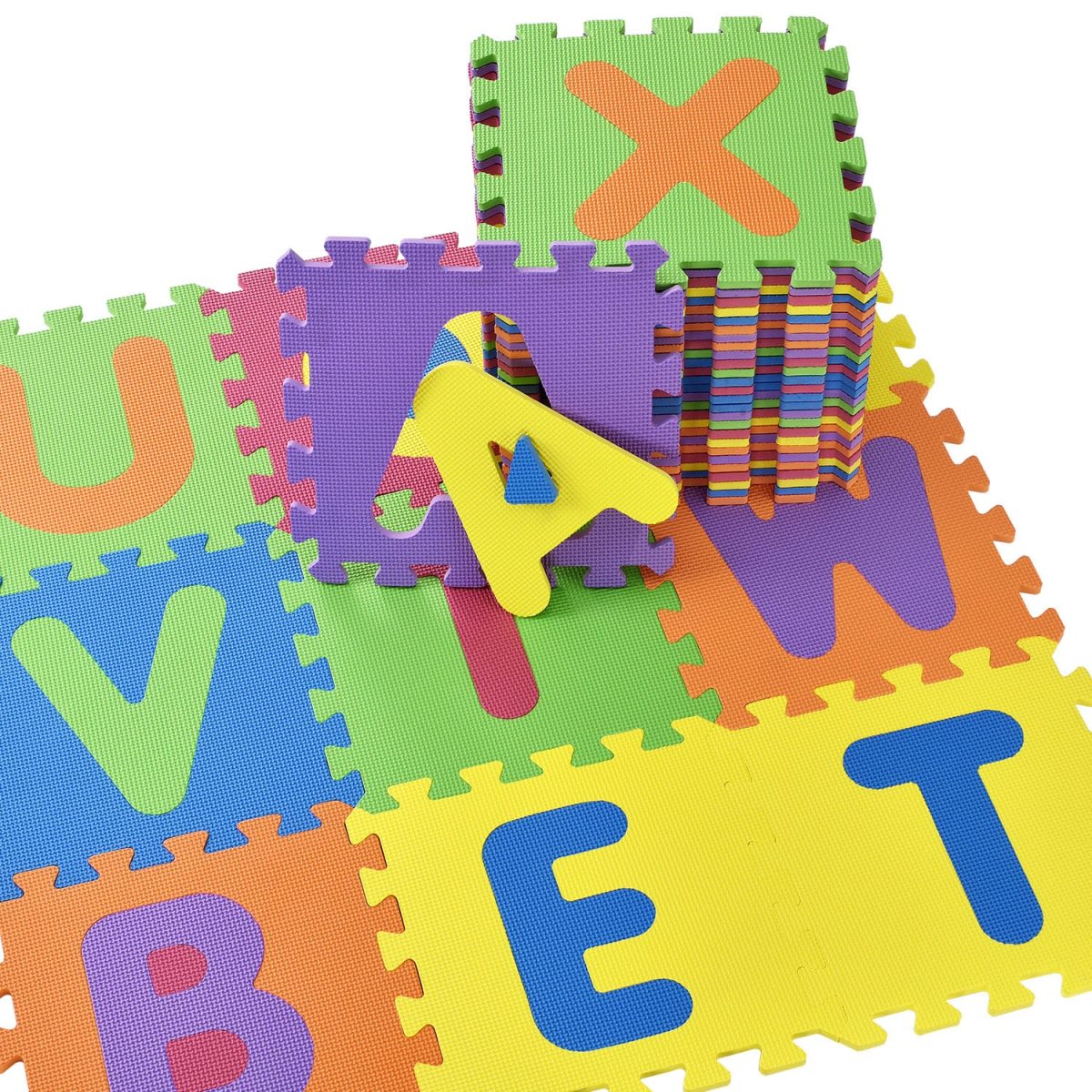 Covoras puzzle de joaca din spuma cu litere alfabet si numere, Kiduku, set 86 piese, 31.5 x 31.5 cm - imagine 7