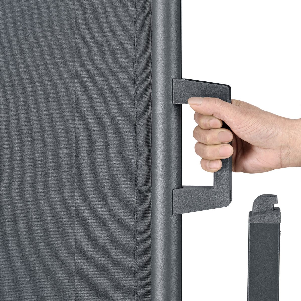 Paravan separator lateral Dubai, retractabil, pentru gradina, 300x180 cm, gri inchis, impermeabil si reglabil - imagine 4