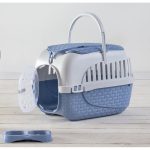 Cusca pentru transport animale de companie + recipient apa si mancare inclus, albastru, 51 x 32 x 34 cm, Box Travel - imagine 2