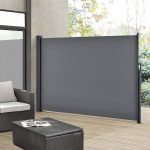 Paravan separator lateral Dubai, retractabil, pentru gradina, 300x180 cm, gri inchis, impermeabil si reglabil