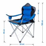 Scaun de camping/pescuit, captusit, cu spuma, pliabil, suport pahar, capacitate 150 kg, albastru - imagine 3