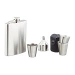 Set cadou, plosca + 4 pahare, inox, Relaxdays