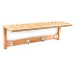 Cuier cu polita, bambus, 18 x 50 x 16, Relaxdays