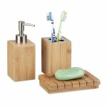 Set accesorii de baie, bambus 3 piese , Relaxdays