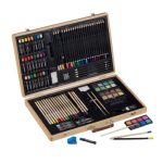 Trusa Profesionala XXL pentru pictura si desen, 88 piese cu accesorii si cutie din lemn, 45 X 30.5 X 5 cm