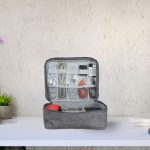 Geanta cabluri/Organizator accesorii telefon si PC, Relaxdays, gri, 25X11X20 cm - imagine 3