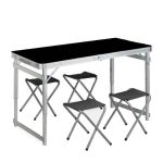 Set camping pliabil, masa + 4 scaune pliabile,aluminiu, Relaxdays - imagine 2