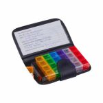 Cutie pentru pilule/medicamente cu etui din piele ecologica, 7 zile x 4 compartimente