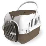 Cusca pentru transport animale de companie + recipient apa si mancare inclus, maro, 51 x 32 x 34 cm, Box Travel