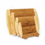 Set 4 tocatoare dimensiuni diferite + suport, din bambus
