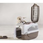 Cusca pentru transport animale de companie + recipient apa si mancare inclus, maro, 51 x 32 x 34 cm, Box Travel - imagine 7