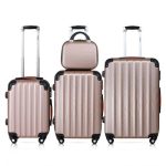 Set 4 Trolere ABS dur, roz metalizat, ,M,L,XL + geanta cosmetice, Monzana - imagine 10