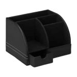 Organizator de birou cu 4 compartimente si un sertar, negru - imagine 3