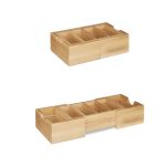 Organizator de birou extensibil, bambus, Relaxdays, 5,5 x 13 x 30 cm - imagine 6