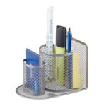 Organizator de birou, pentru notite si instrumente de scris, argintiu - imagine 2