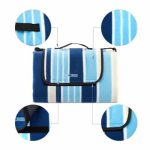 Patura picnic cu folie aluminiu,200x200,cu maner,model dungi, Relaxdays, albastru si alb - imagine 5