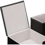 Organizator de birou din piele ecologica, 2 compartimente, pentru notite si pixuri, Relaxdays, 23,5x12x9 cm, negru - imagine 2